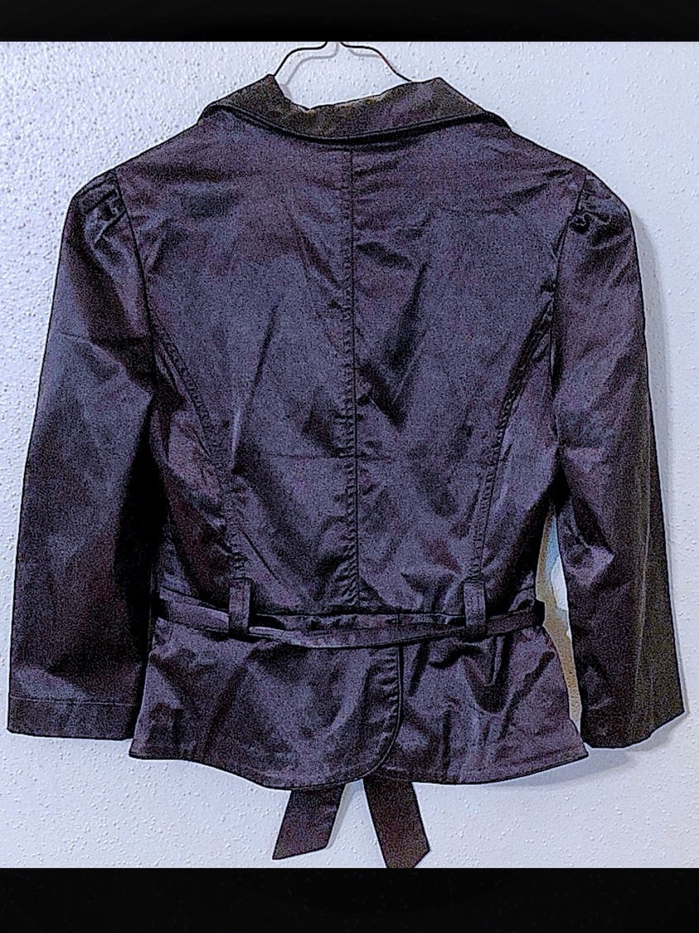 Odds'n Evens Vintage Black Satin Peplum Blazer Tie Waist Jacket NWOT - Picture 6 of 6